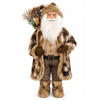 Decoratiune Mos Craciun, Inaltime 90 cm, Tinuta Maro/Gri, Decoratiuni felinar si sac cadouri