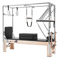 Aparat pilates Performer 3 in 1, cadru lemn masiv, 2.4 m, max 180 kg, Sistem rezistenta 5 x arcuri, Role cu rulmenti dubli, sine inox