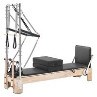 Aparat pilates, cadru lemn, 2.4 m, max 180 kg, Sistem rezistenta 5 x arcuri, Role cu rulmenti dubli, sine inox