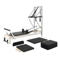 Aparat pilates Performer cu turn, cadru aluminiu, 2.4 m, max 181 kg, Sistem rezistenta 5 x arcuri, Role cu rulmenti dubli, sine inox