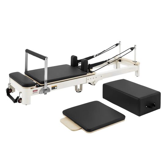 Aparat pilates pliabil, cadru aluminiu, 2.2 m, max 181 kg, Sistem rezistenta 5 x arcuri,  rulmenti dubli, franghii reglabile