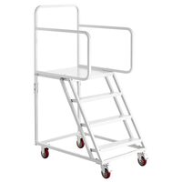 Scara cu platforma si balustrada, 4 x trepte antiderapante, max 400 kg, Inaltime 148 cm, 4 x roti