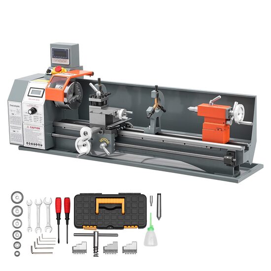 Strung pentru metal, 1100 W, motor fara perii, DRO pe 2 axe, viteza variabila max 3000 rpm, 254 x 762 mm