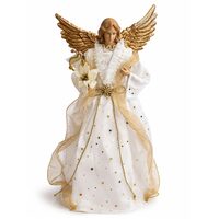 Decoratiune Ingeras cu aripi, Inaltime 45 cm, Tinuta Alb/Auriu