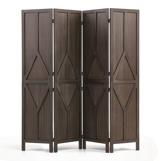 Paravan pliabil de interior, 4 x panouri, Lemn, Inaltime 170 cm, Maro inchis