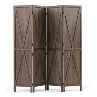 Paravan pliabil de interior, 4 x panouri, Lemn, Inaltime 170 cm, balamale bidirecționale la 360°, Maro
