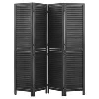 Paravan pliabil de interior, 4 x panouri, Lemn, Inaltime 170 cm, balamale bidirecționale la 360°, Negru