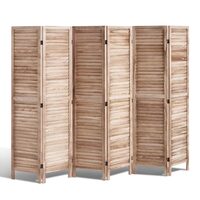 Paravan pliabil de interior, Clasic art, 6 x panouri, Lemn, Inaltime 170 cm, balamale bidirecționale la 360°, Maro