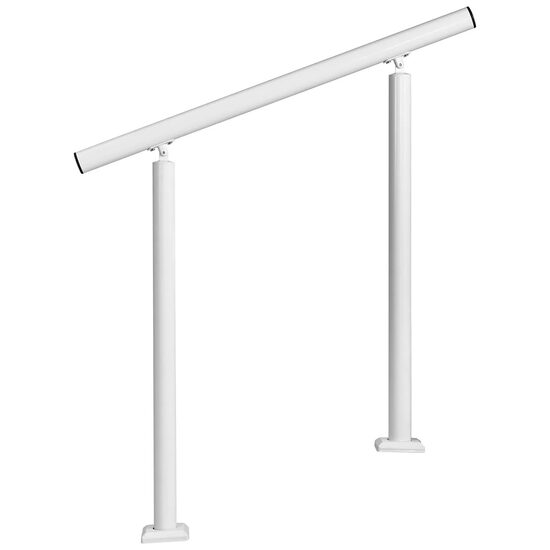 Balustrada pentru 2-3 x trepte, Aluminiu, Alb, Kit instalare, Unghi reglabil 0–60°, max 100 kg