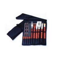 Set 18 ustensile pentru gratar Strend Pro BBQ DR-W018, otel inoxidabil, maner lemn