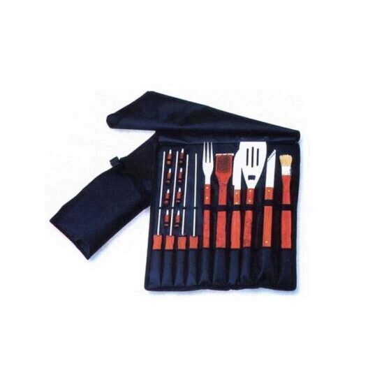 Set 18 ustensile pentru gratar Strend Pro BBQ DR-W018, otel inoxidabil, maner lemn