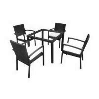 Set mbilier de gradina format din 1 masa si 4 scaune, Strend Pro Celinda Brown, rattan artificial