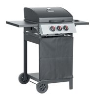 Gratar pe gaz cu 3 arzatoare 97x60x100 cm, 2x3.6 kW, 1x2.7 kW, Piezo, Otel