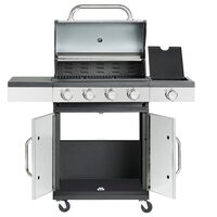 Gratar pe gaz cu 5 arzatoare 120x48x110 cm, Otel Inox, 4x2.8 kW, 1x2.5 kW