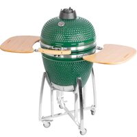 Grill Strend Pro Kamado, Ceramica si Inox, diametru 46.7 cm, inaltime gratar 91 cm, Verde, 130x73x122 cm