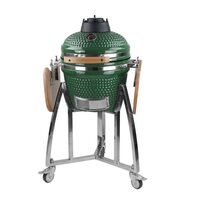 Grill Strend Pro Kamado, Ceramica si Inox, diametru 33.5 cm, inaltime gratar 73 cm, Verde, 40x57x97.5 cm
