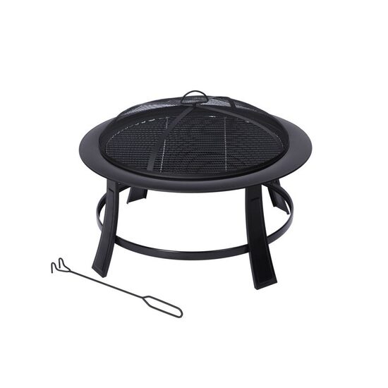 Gratar pe carbune, Diametrul 40 cm, Negru, Inaltime 50 cm, Otel