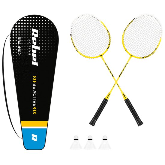 Set badminton, 2 rachete si 3 fluturasi, 66 x 20.5 cm, husa cu curea reglabila