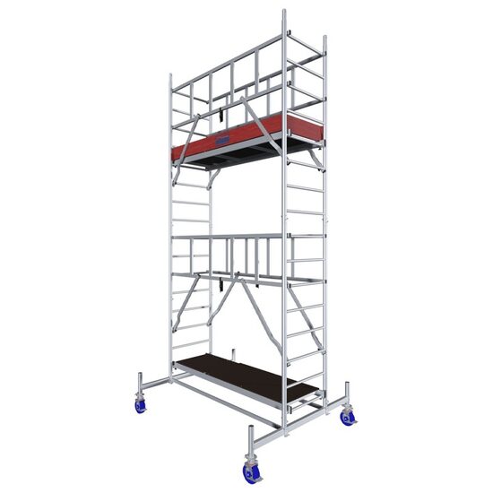 Schela mobila din aluminiu, capacitate max 200 kg, Inaltime de lucru 5.4 m, 2 platforme