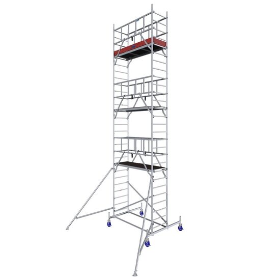 Schela mobila din aluminiu, capacitate max 240 kg, Inaltime de lucru 8.4 m, 3 platforme