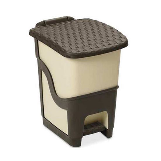 Cos de gunoi cu pedala Strend Pro DEAhome Rattan, capacitate 18 litri, maro