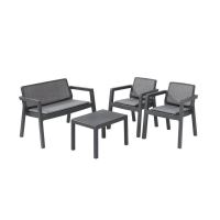 Set canapea, scaune si masuta pentru terasa Keter Robert, culoare gri graphite, inclusiv perne sezut