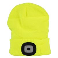 Caciula cu LED reincarcabila prin USB, Strend Pro Yellow, unisex, marime universal, 4xSMD, Li-Ion