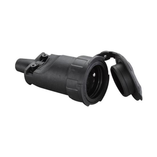 Cupla din cauciuc, cu capac, Strend Pro, IP65, Schuko, 16A, 250 V