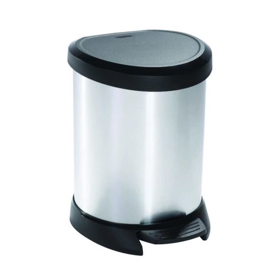 Cos de gunoi Curver DECO BIN 5L, aspect Inox, deschidere cu pedala