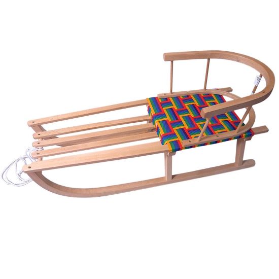 Sanie copii din lemn Sierra 87x34x38cm, cu spatar si sezut moale