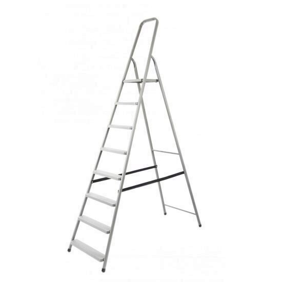 Scara aluminiu pliabila, 8 trepte, platforma, 125kg, Strend Pro D8