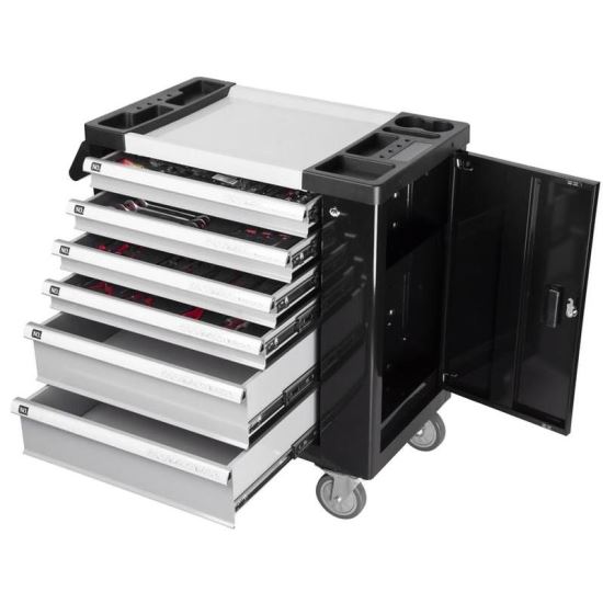 Dulap cu scule pentru service Strend Pro B224, 245 piese, 6 sertare, cu 4 roti