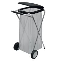 Suport pentru saci de gunoi Strend Pro Move&Up Solo, negru, max 130L, 2 x roti, 44x52x83 cm