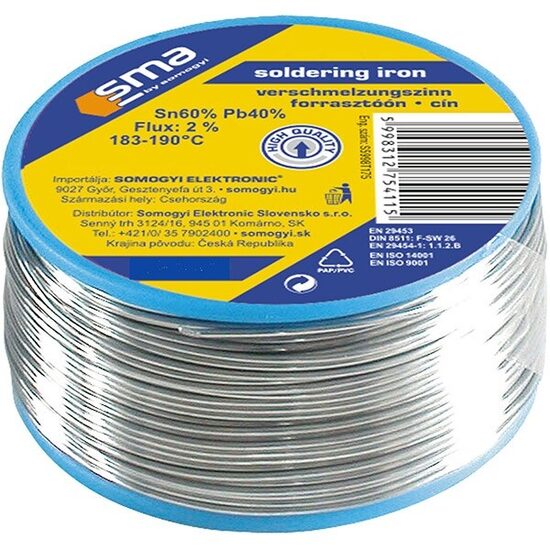 Aliaj de lipit, cositor cu sacaz, SMA SW 1/250, grosime 1 mm, greutate 250 g