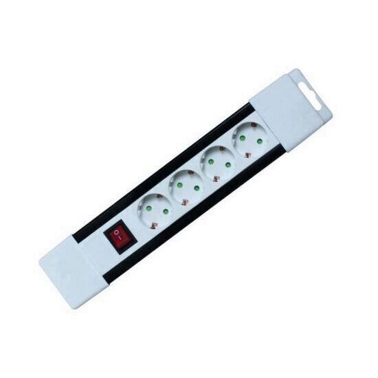 Prelungitor cu 4 socluri, intrerupator, Home PNV 04K/WH