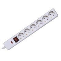 Prelungitor cu protectie la supratensiune si intrerupator, Home NVT 06K/WH, 6 prize, 1.5 m