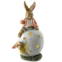 Decoratiune pentru gradina Strend Pro Rabbits Egg Gecco 2418, Ceramic, Led, 26x20x45 cm