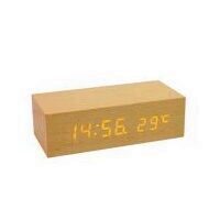 Ceas desteptator cu furnir din lemn de stejar, Home OC 02, afisaj led, functie temperatura