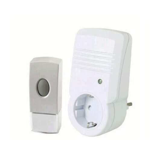 Sonerie fara fir Home DB 442, alimentare sonerie la priza, distanta max. 100 m, potentiometru, Alba