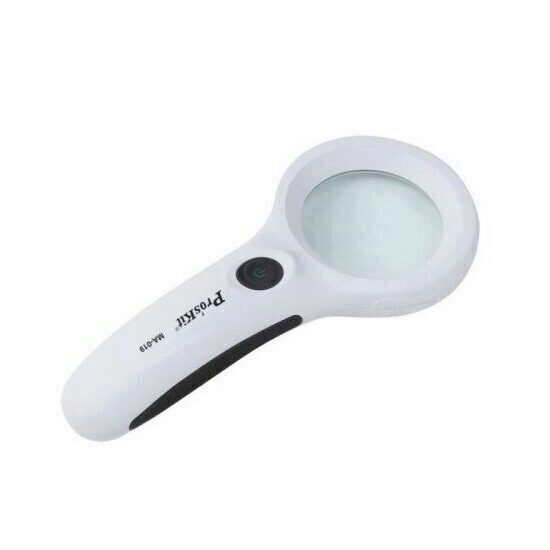 Lupa de mana cu iluminare Led, Pros'Kit MA-019, factor de marire x 3, Led UV pentru verificare bacnote