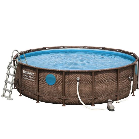 Piscina Bestway® 56725 Power Steel ™ Vista, 488x122 cm,pompa filtrare, scara, prelata, dozator