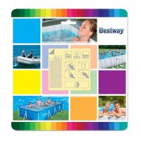 Kit reparatie piscine si jucarii gonflabile Bestway 62091, 10 buc, 65x65 mm