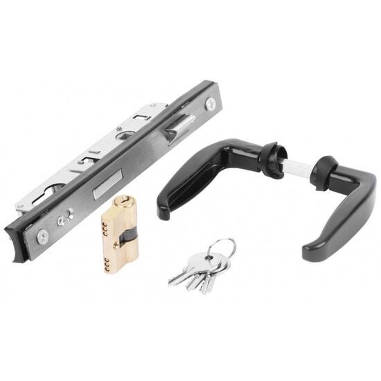 Yala cu butuc si manere Strend Pro Ral 1000, 3 chei, 2 manere, inox, pentru poarta