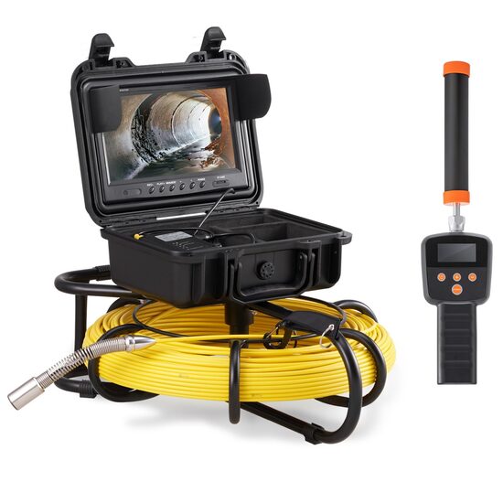 Camera inspectie endoscop cu locator 512 Hz, Vevor Profesional, Monitor 9 inch, 720p, Lungime 91.5 m, IP68, pentru canalizari