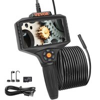 Camera endoscop pentru inspectie auto, instalatii sanitare, Vevor ecran IPS de 5 inch, Zoom 8X, 1080P, 10 lumini LED, IP67, lungime 5 m