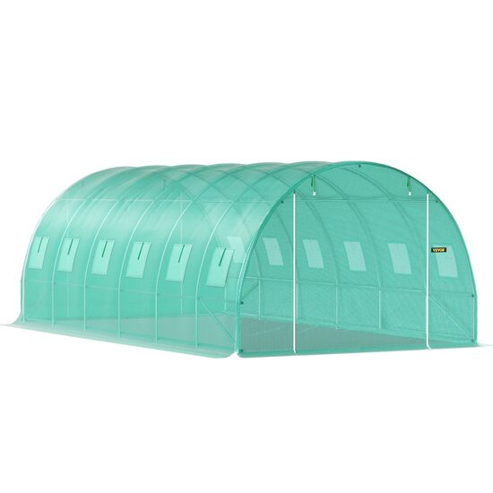 Sera pentru flori si legume, Vevor 6.1 x 3 x 2.1 m, 140 g/cm³ PE, cadru din Otel galvanizat, 12 ferestre