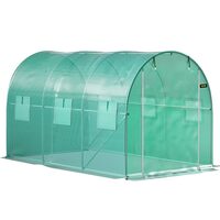 Sera pentru flori si legume, 3.7 x 2.1 x 2.1 m, 140 g/cm³ PE, cadru din Otel galvanizat, 6 ferestre