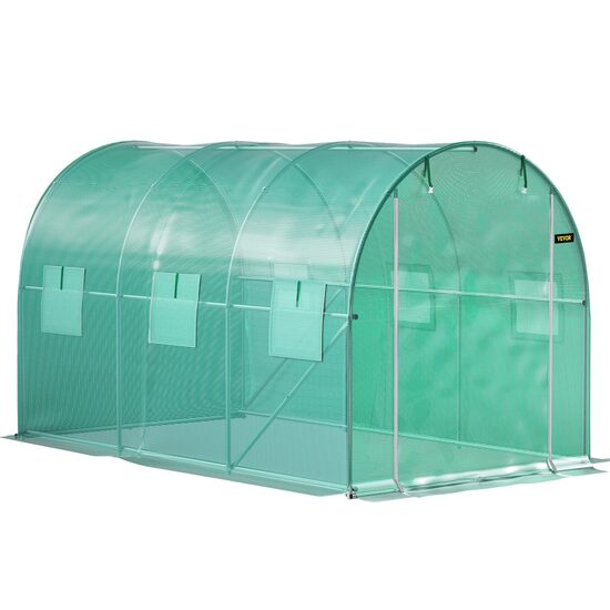 Sera pentru flori si legume, 3.7 x 2.1 x 2.1 m, 140 g/cm³ PE, cadru din Otel galvanizat, 6 ferestre