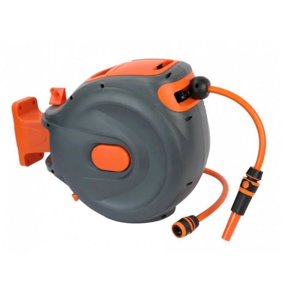 Furtun pe tambur tip bobina Strend Pro, pentru perete, automat 1/2 ", lungime de 32 m