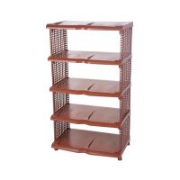 Pantofar cu 5 rafturi, Strend Pro Regal Rattan, plastic, Maro, 48x30.5x86 cm